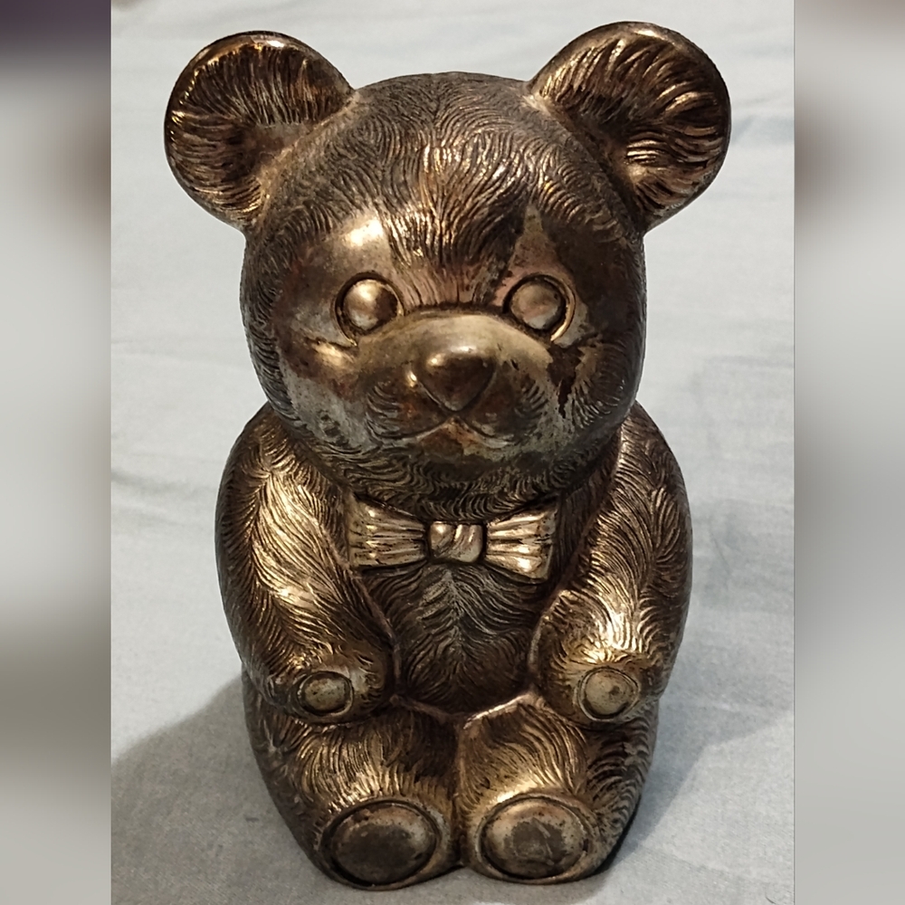Vintage Brass Teddy Bear Bank Japan